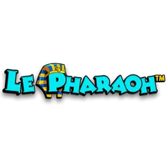 Golden Le Pharaoh slot game logo featuring a cartoonish character with sunglasses.