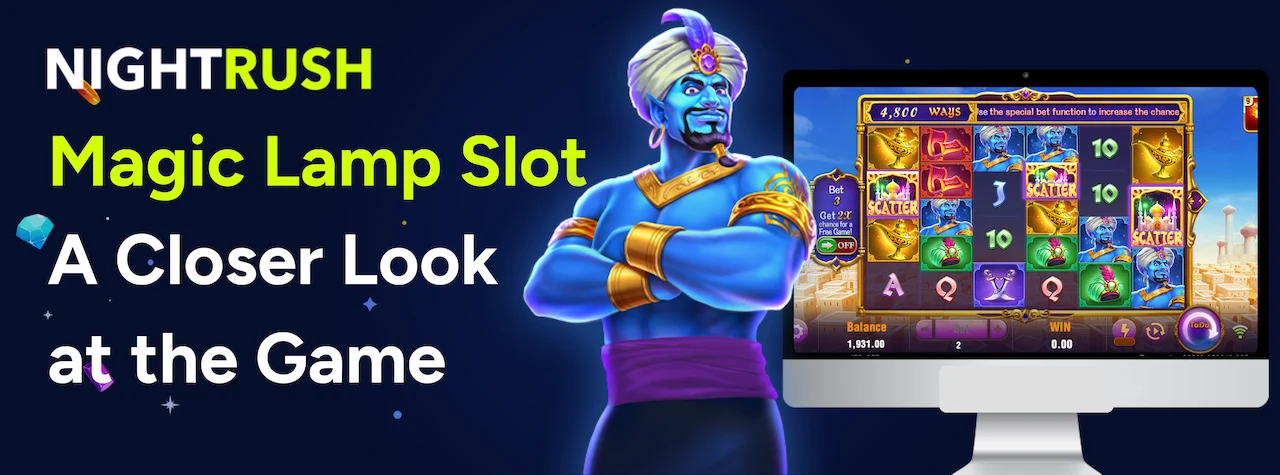 A promotional banner for the Magic Lamp slot by TaDa Gaming.