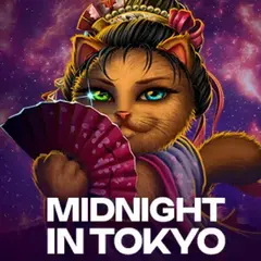 Midnight in Tokyo slot's logo against a purple background.