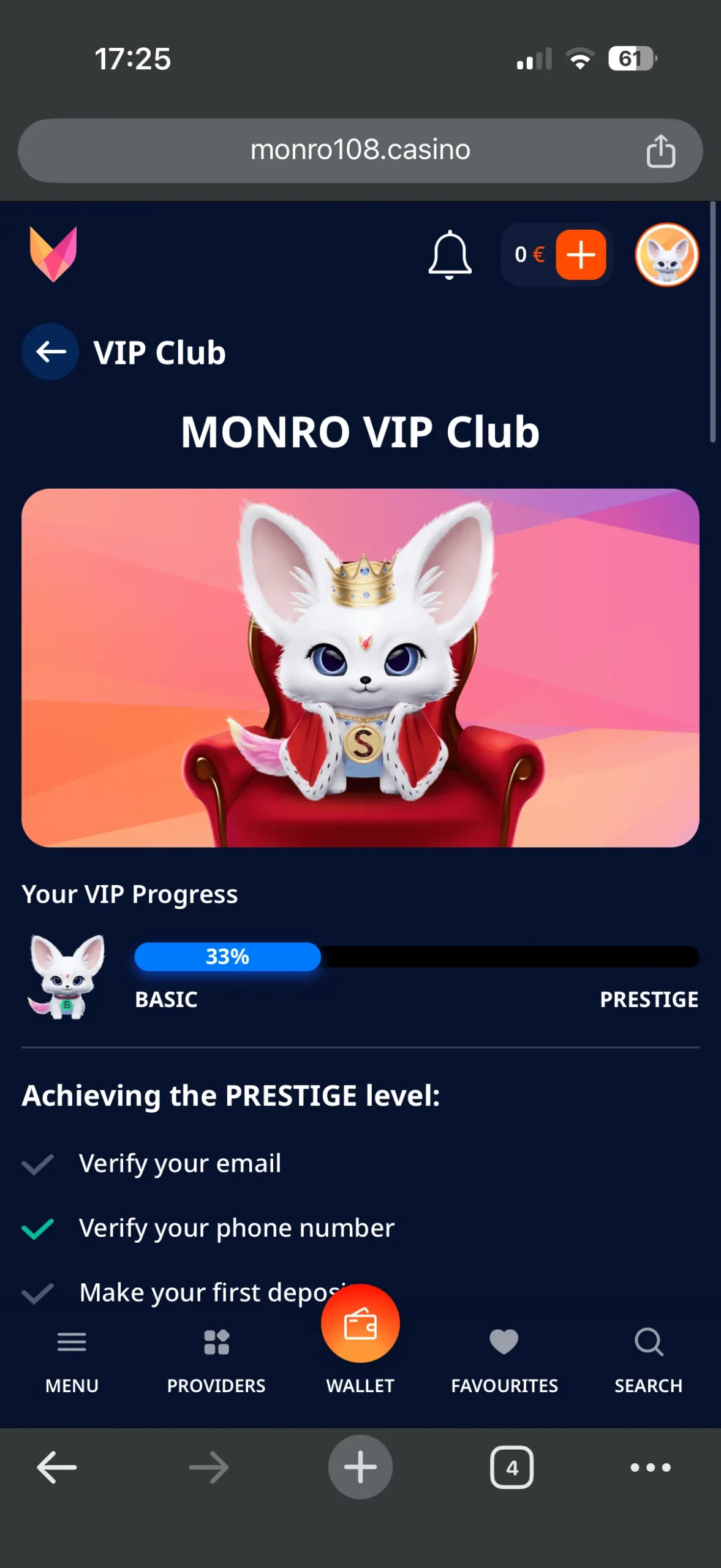 Monro Casino Mobile VIP Club