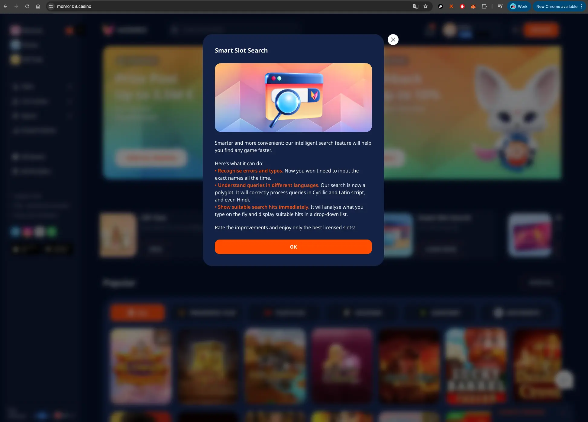 Monro Casino Smart Slot Search