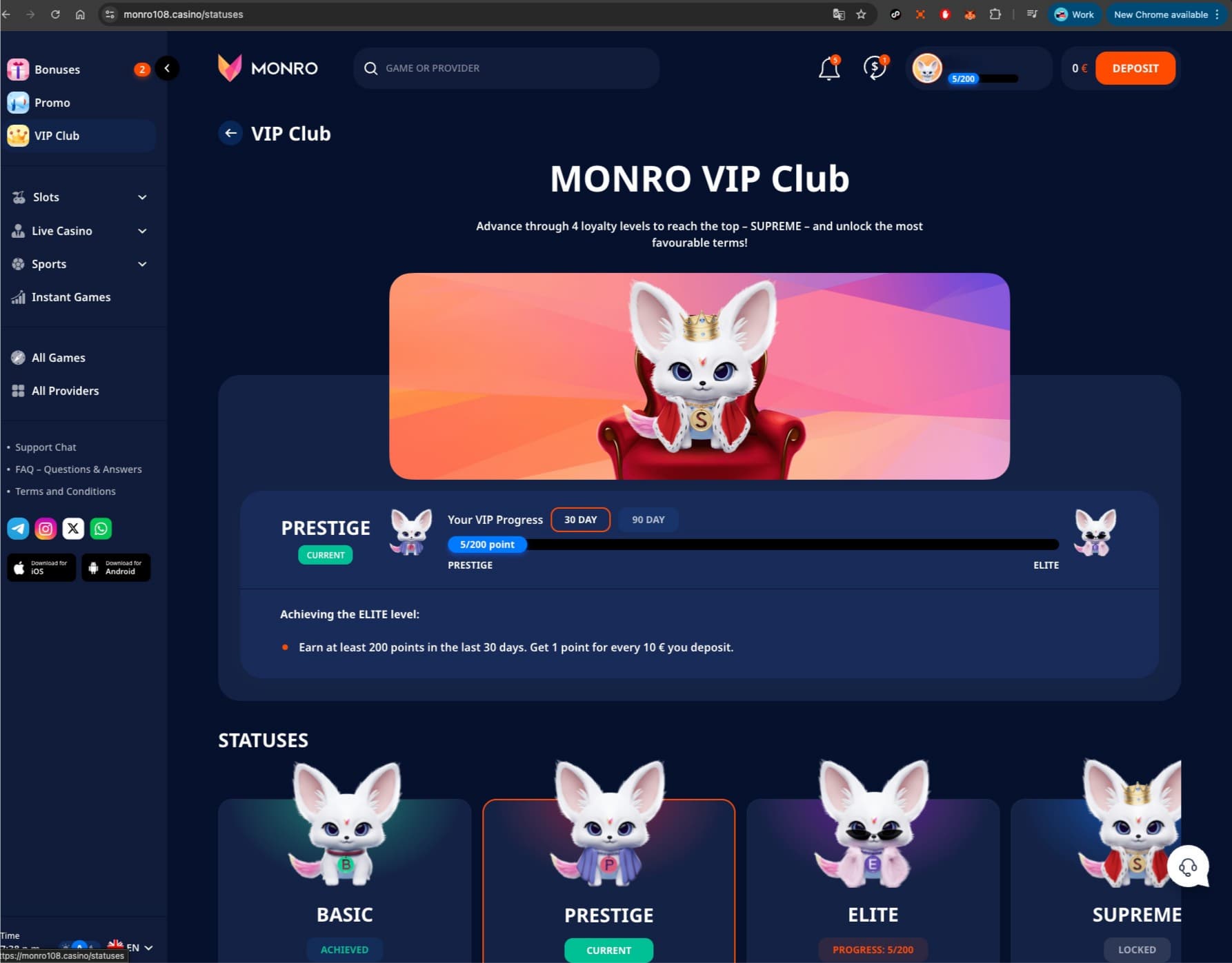 Monro Casino VIP Club