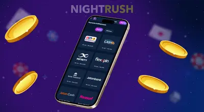 A smartphone screen shows various payment and withdrawal options surrounded by gold coins.