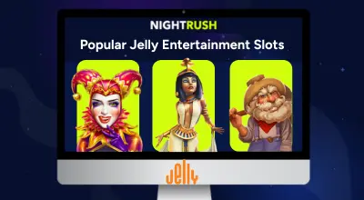 Popular Jelly Entertainment slots on a screen with the brand logo on a starry background.