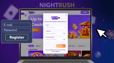 A screenshot of an online casino registration page on a laptop.