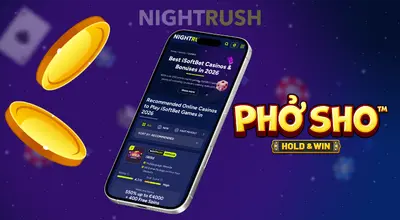 Smartphone screen displaying the Best iSoftBet Casinos & Bonuses.