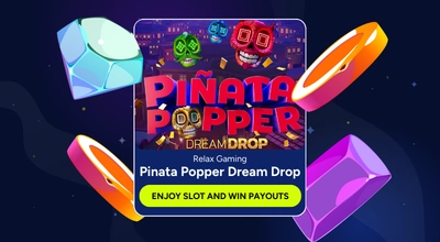 Pinata Popper Dream Drop Slot logo and enjoy slot and win payouts text.