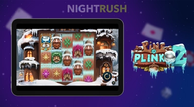 The Pine of Plinko 2 on a tablet with its logos.