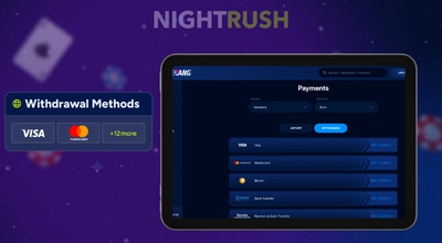 Tablet screen displaying the Withdrawal section of a payments page.