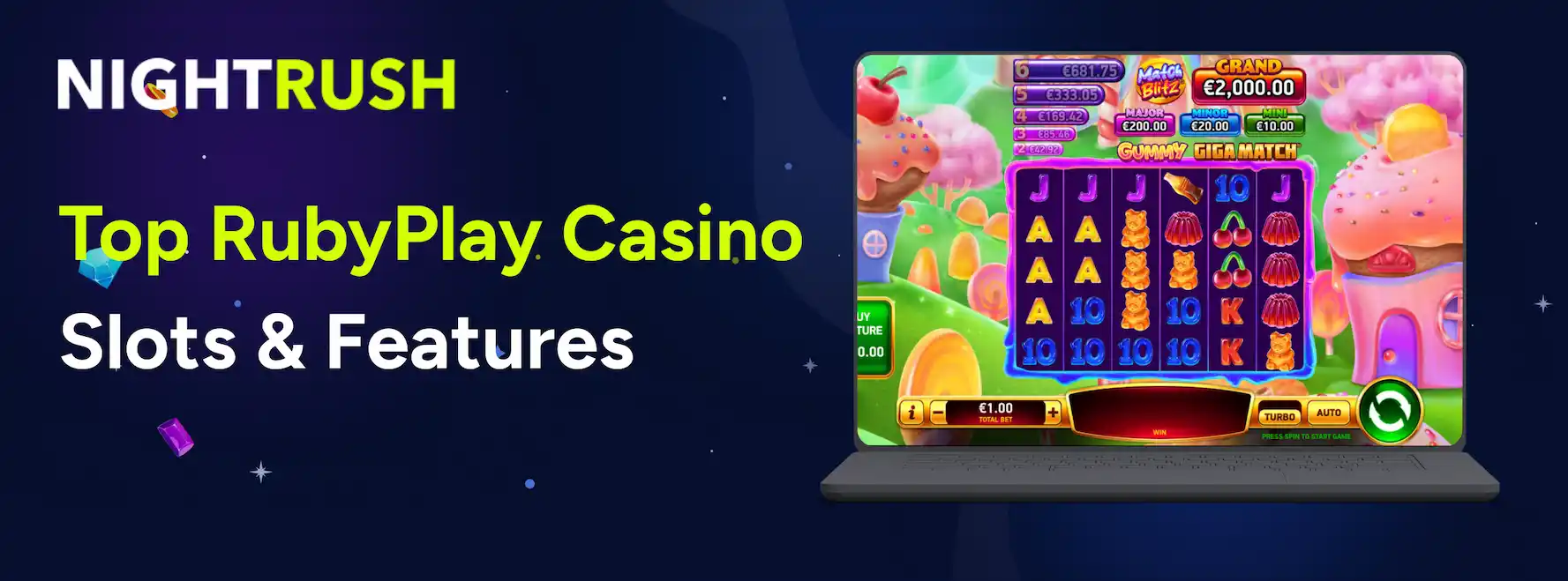 Banner with the text Top RubyPlay Games and Features