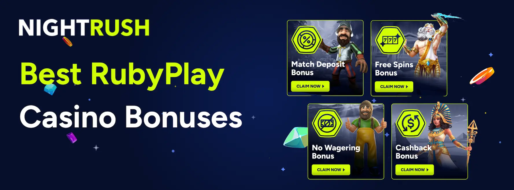 Banner with the text Top RubyPlay Casino Bonuses