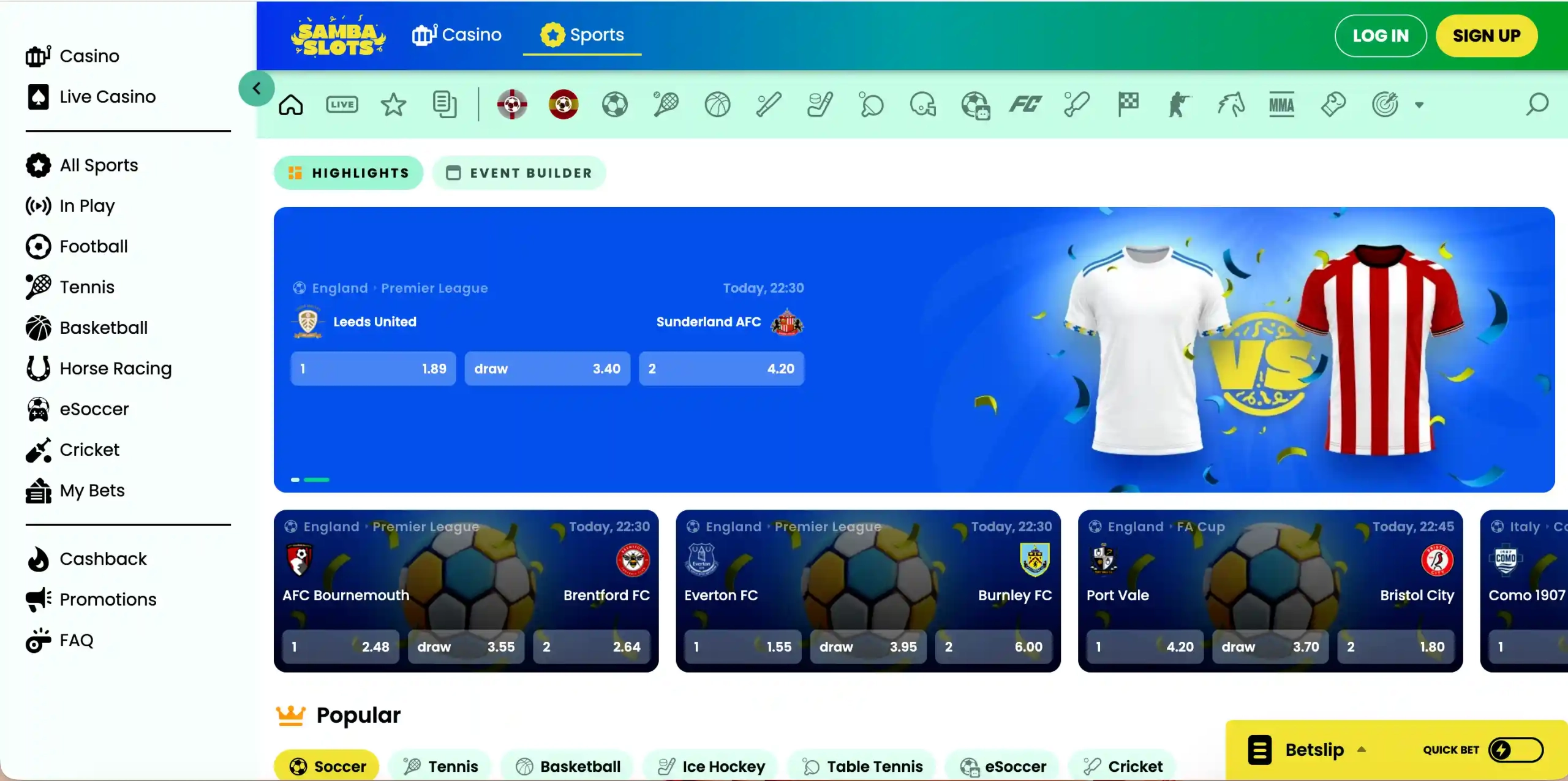 Samba Slots sportsbook.
