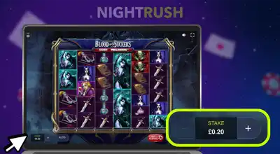 Laptop showing a slot game's betting settings with a focus on small, micro-bet increments.