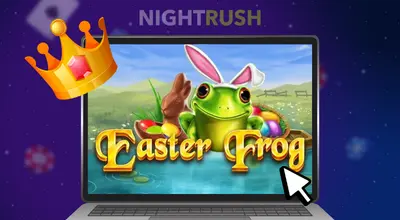 Laptop showing the Easter Frog slot game.