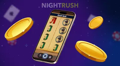 Smartphone showing the Egyptian Sands game screen with floating coins.