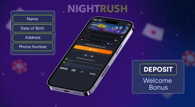 Smartphone showing a sign-up form with input boxes for Name, Birth Date, Address, and Phone Number.