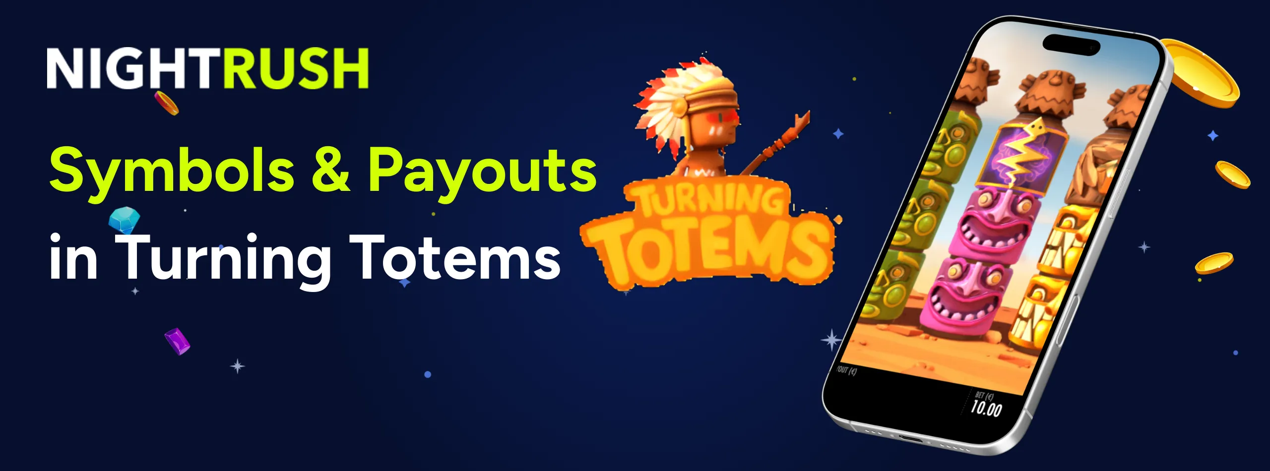 Smartphone screen displaying the Turning Totems slot game