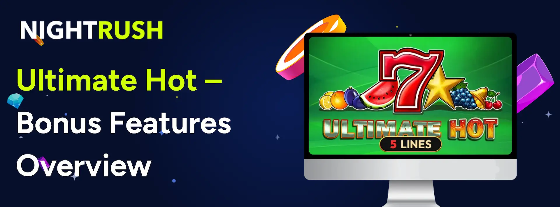 Laptop showing Ultimate Hot logo & text on a blue background.
