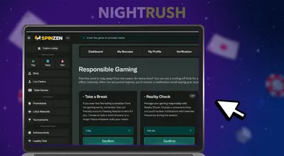 A computer screen showing an online casino’s responsible gambling tools.
