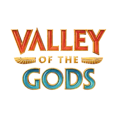 Valley of the Gods logo with glowing blue text.