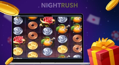 Laptop screen showing Wild Toro slot with roses and oranges next to a red gift box.