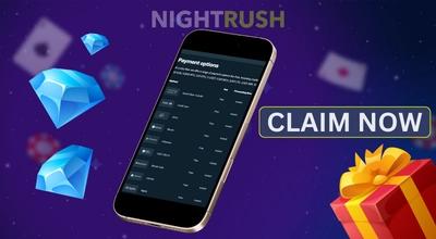 Lucky Max Casino displayed on a mobile screen with claim now text, diamonds and a gift box.