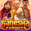 The game logo for Ganesha Fortune featuring a man and woman in traditional attire with a golden idol.