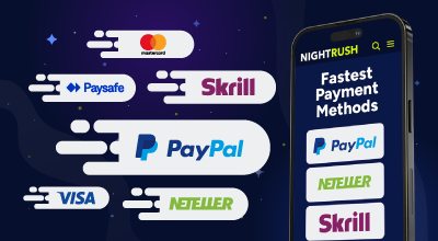 Online payment screen showing fast transaction methods for casino players.