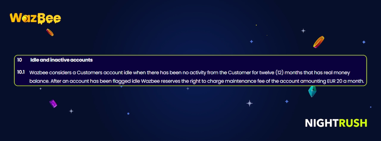 A callout box shows section 10.1 in Wazbee T&Cs.