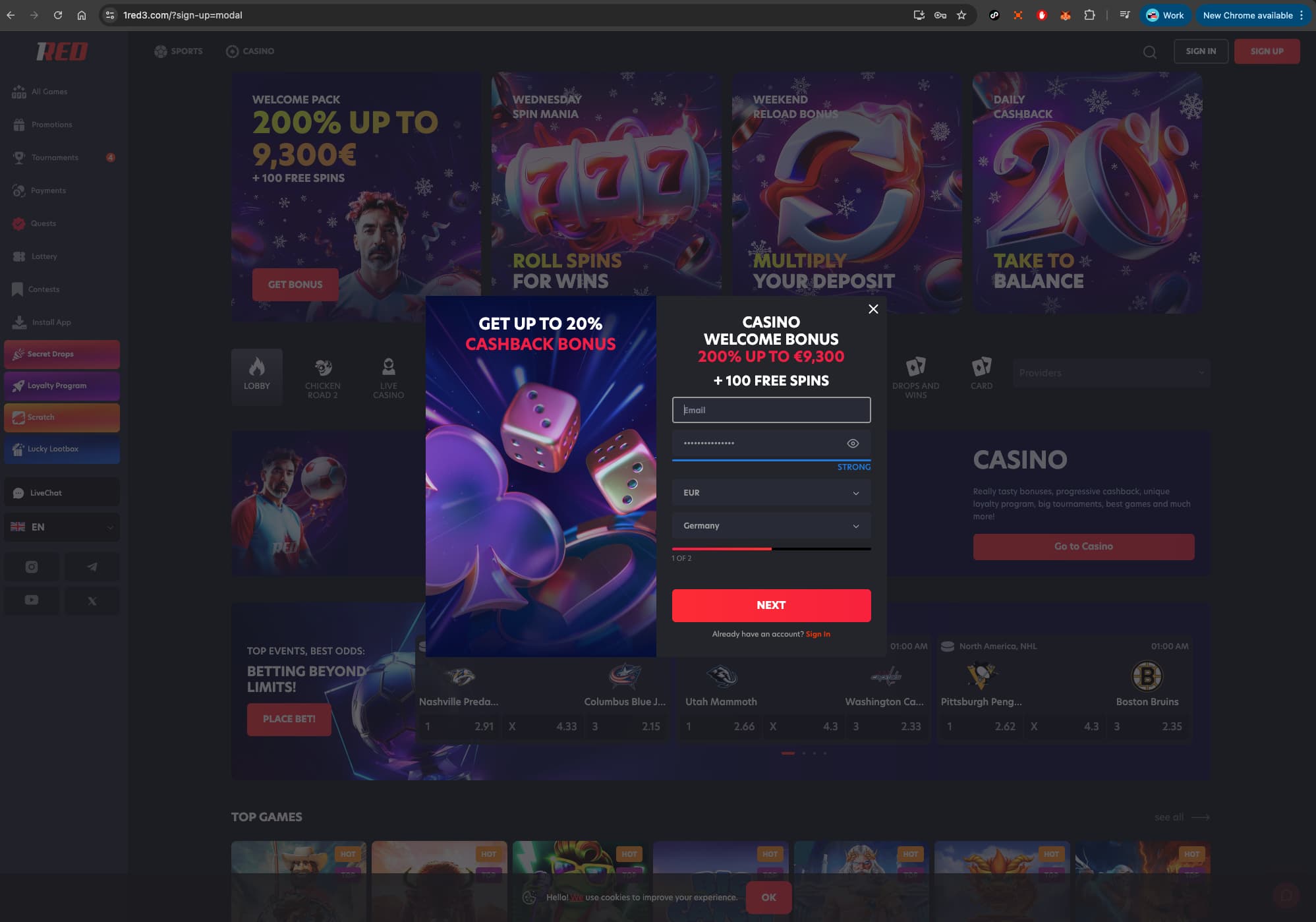 1Red Casino Sign Up