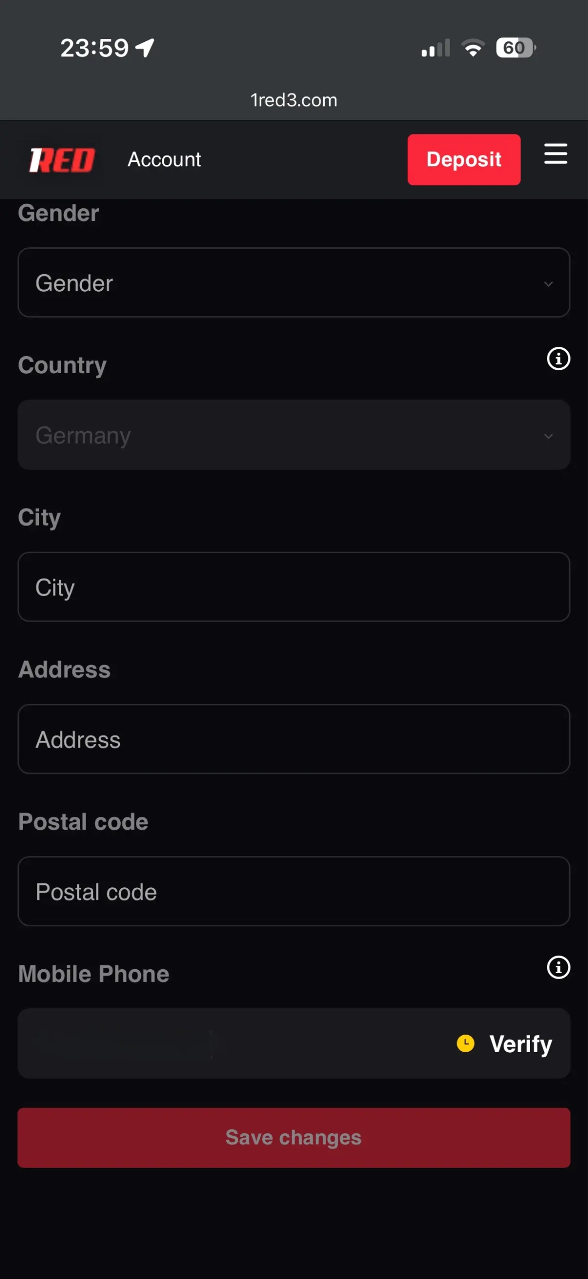 1Red Casino Mobile Account