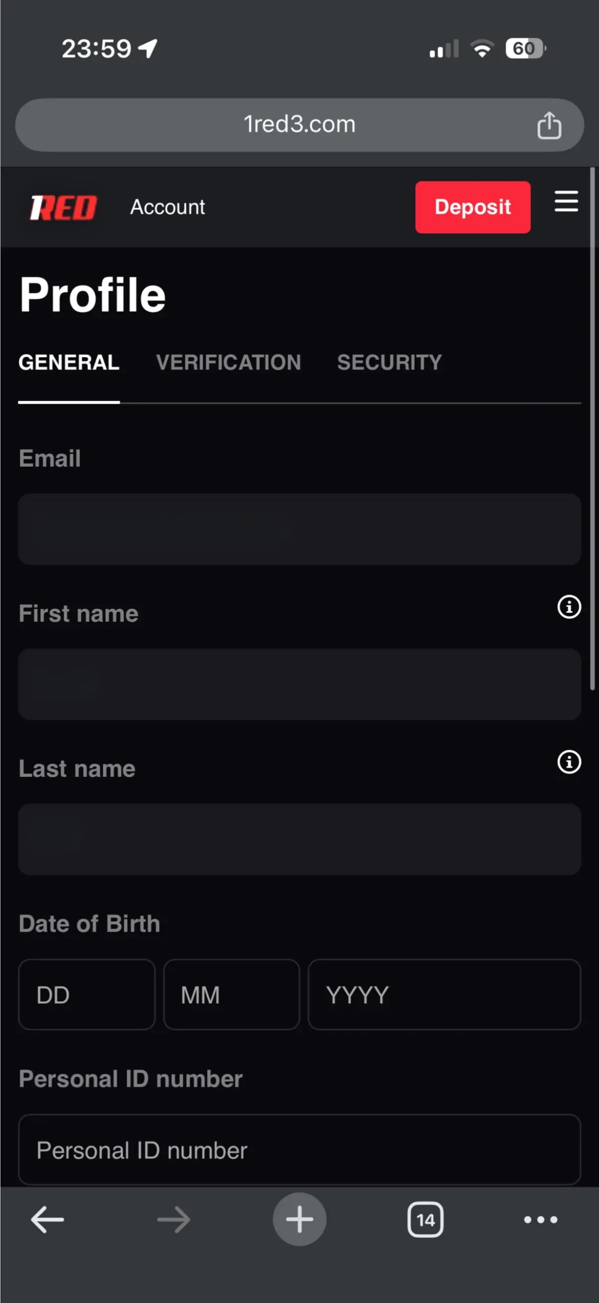 1Red Casino Mobile Profile