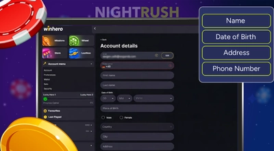 Winhero Casino account settings.