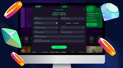 The laptop shows Final Step form at GlitchSpin.