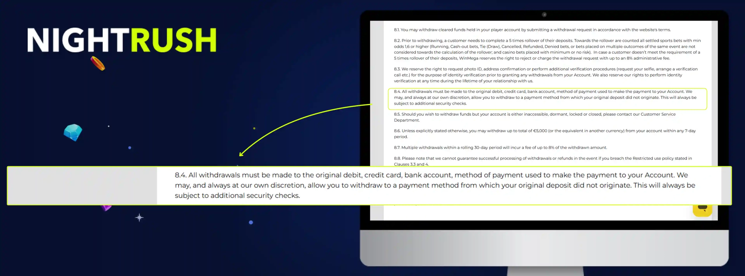 WinMega Casino withdrawal rule
