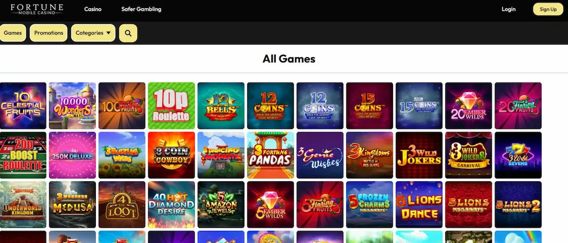 Fortune Mobile slot games.