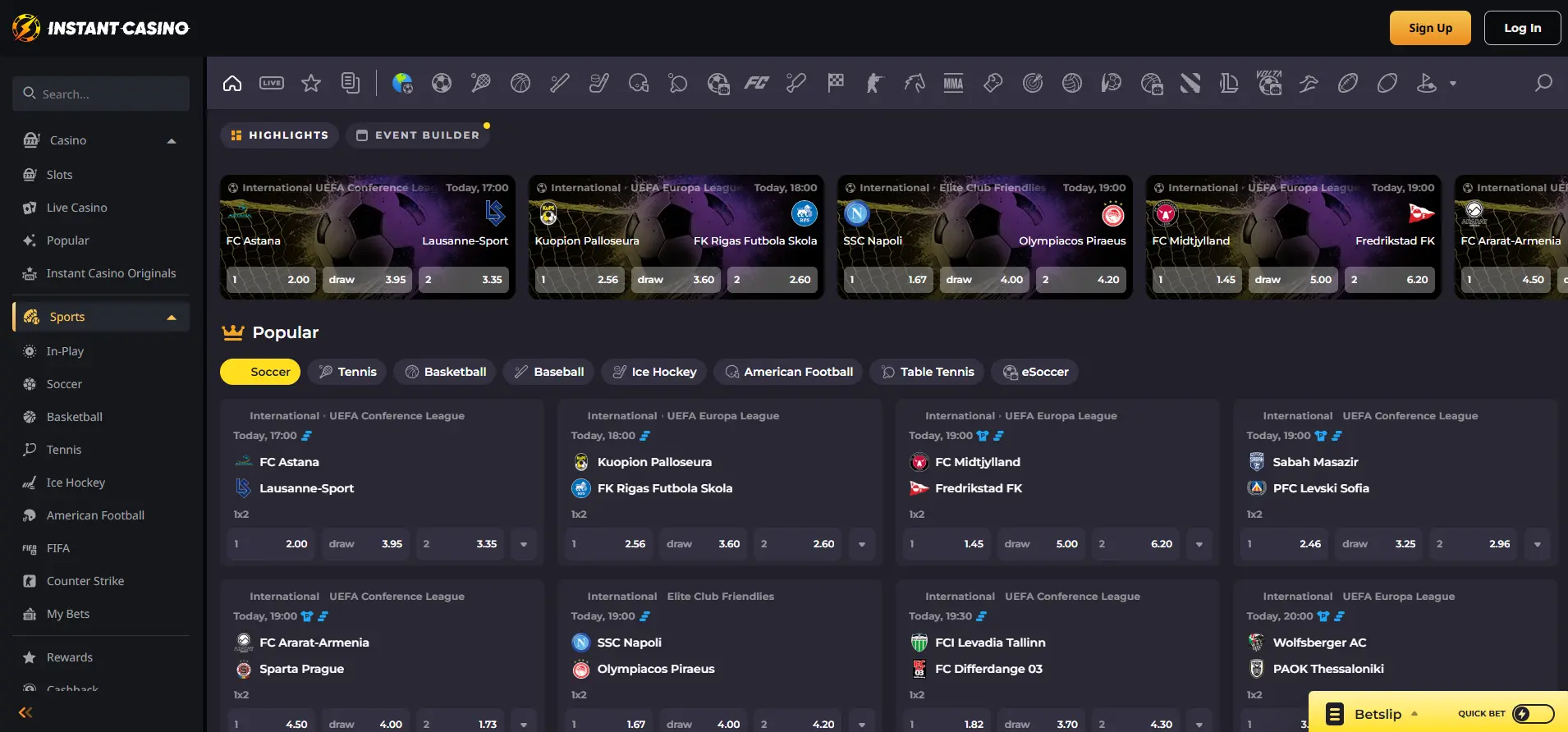 Instant Casino Banner