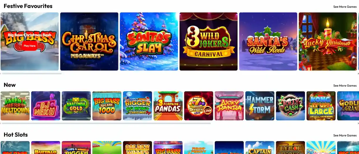 Screenshot of Fruity Win Casino's game selection