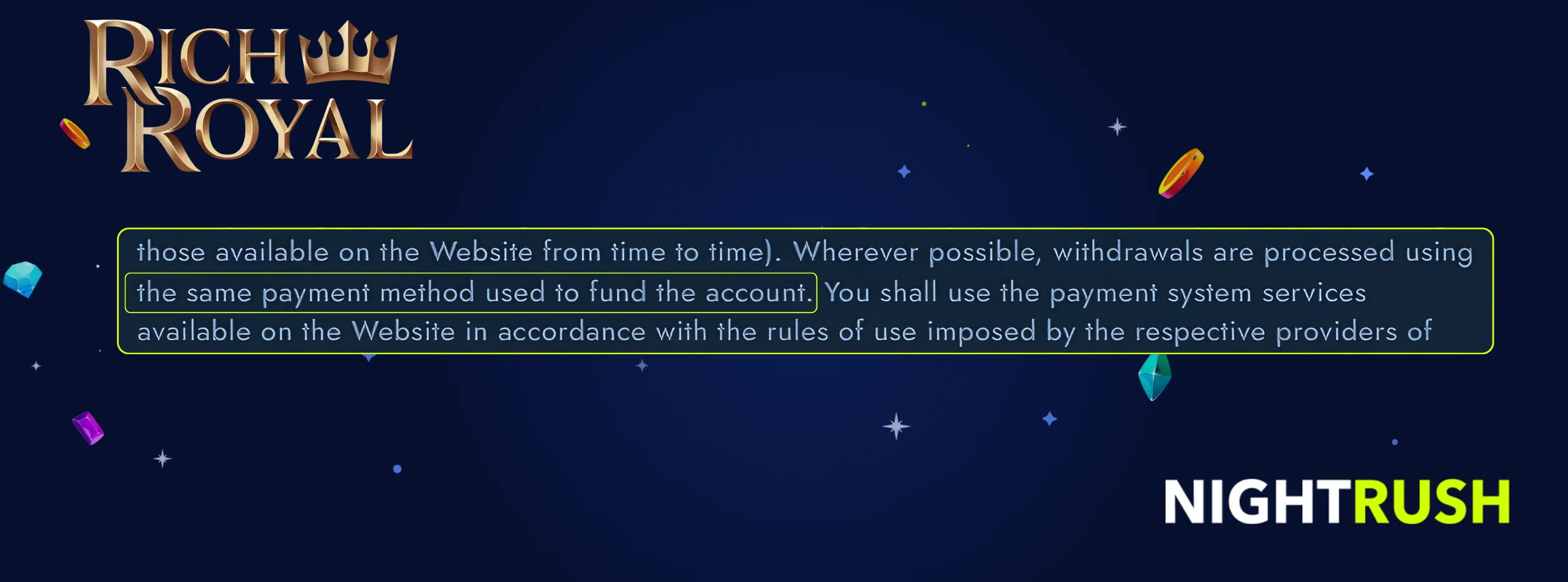 Rich Royal Casino matched payments