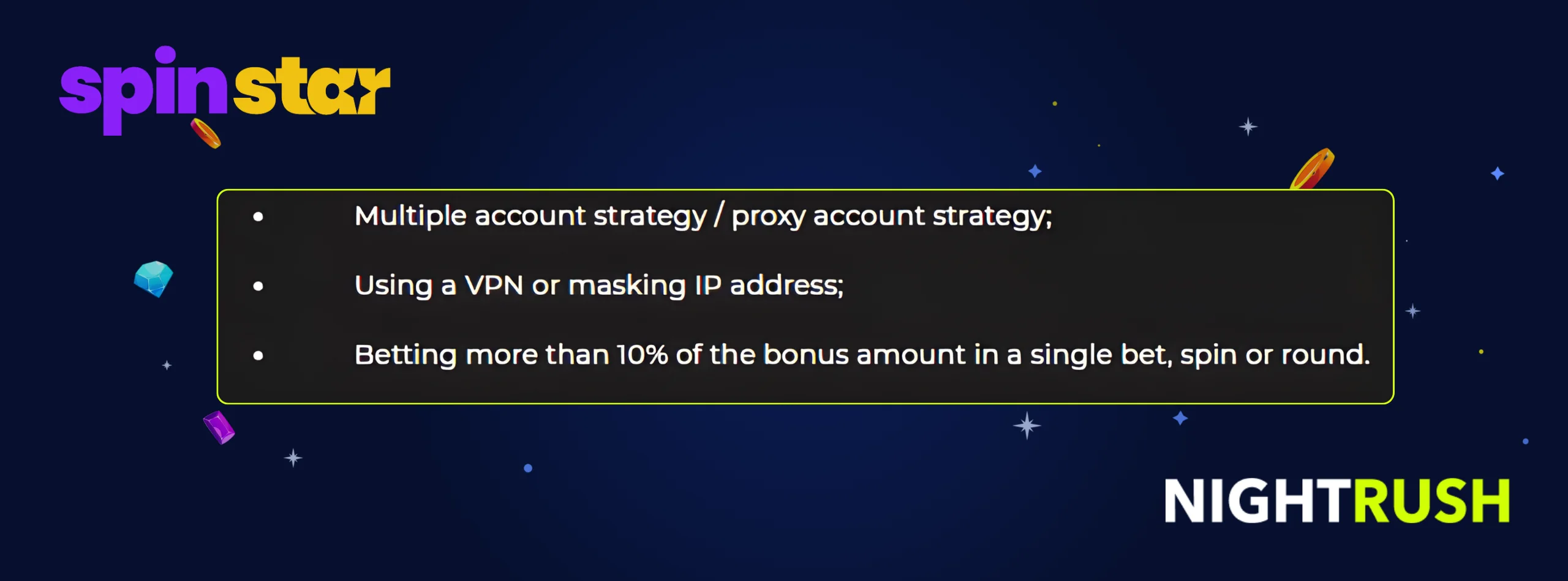 Spinstar Casino bonus abuse rule