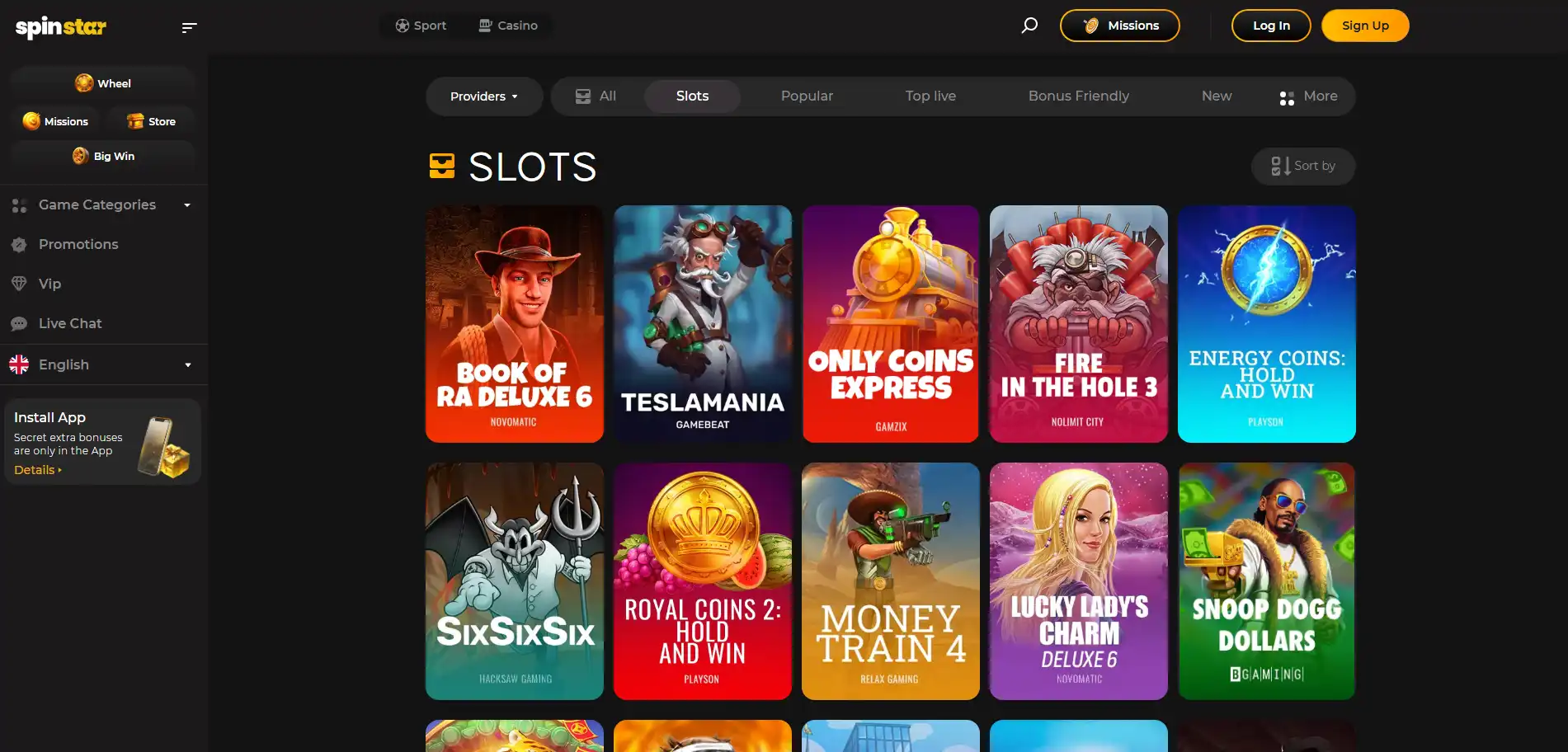 Spinstar Casino slot games