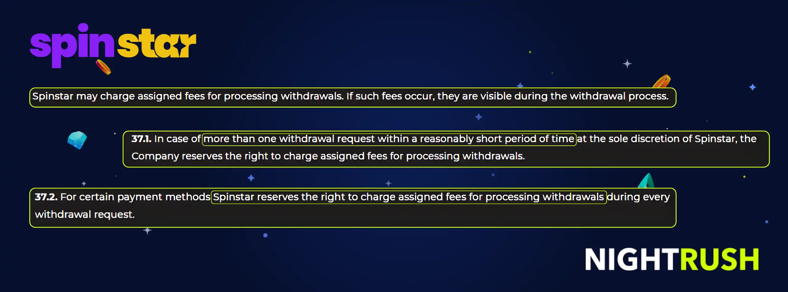 Spinstar Casino withdrawal fees