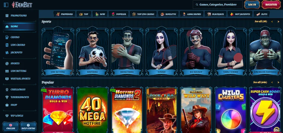 Fambet Casino Homepage.