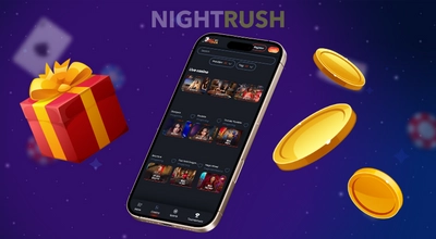 Forzabet casino on a mobile screen, surrounded by a red gift box and three gold coins.