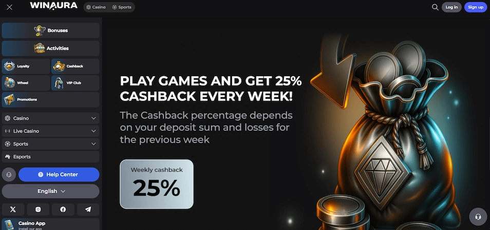 Image showcasing winaura landing page.