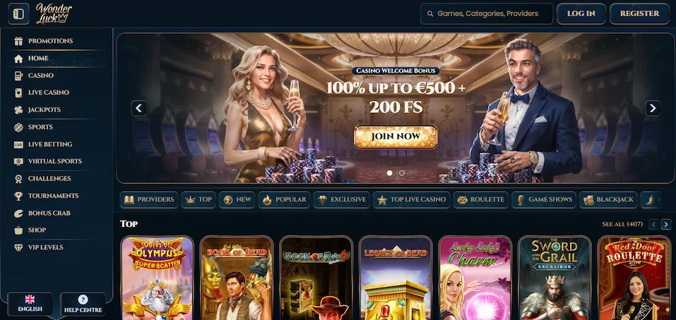 WonderLuck Main page.