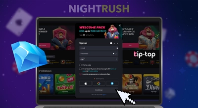 Laptop showing Tip-top website sign up pop up.
