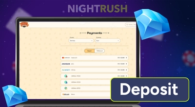 A laptop displaying Vinyl casino website's deposit options.