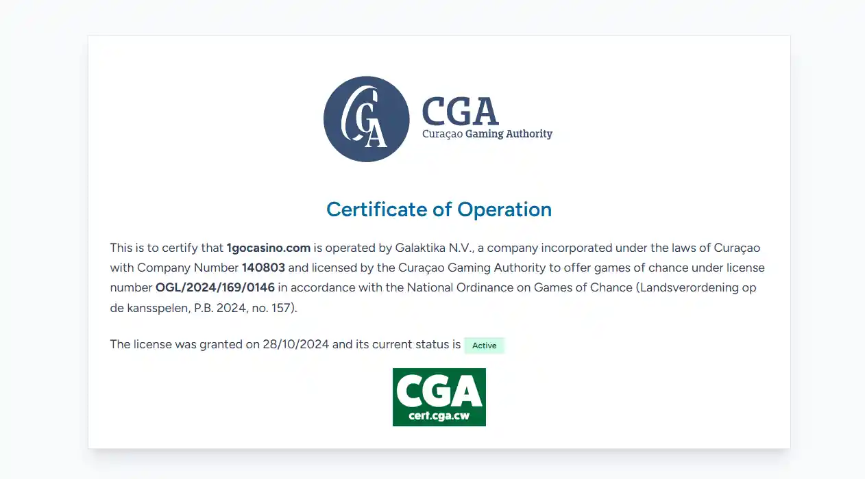 1Go Casino licence