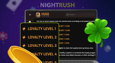 Casino loyalty program screen showing multiple reward levels.